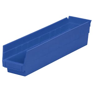 Blue Akro-Mils® Shelf Bin - 17-7/8" L x 4-1/8" W x 4" Hgt.
