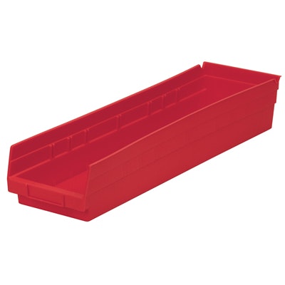 Red Akro-Mils® Shelf Bin - 23-5/8" L x 6-5/8" W x 4" Hgt.