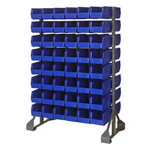 Double Sided Rack with 12 Rails & 192 Clear Bins 7-3/8