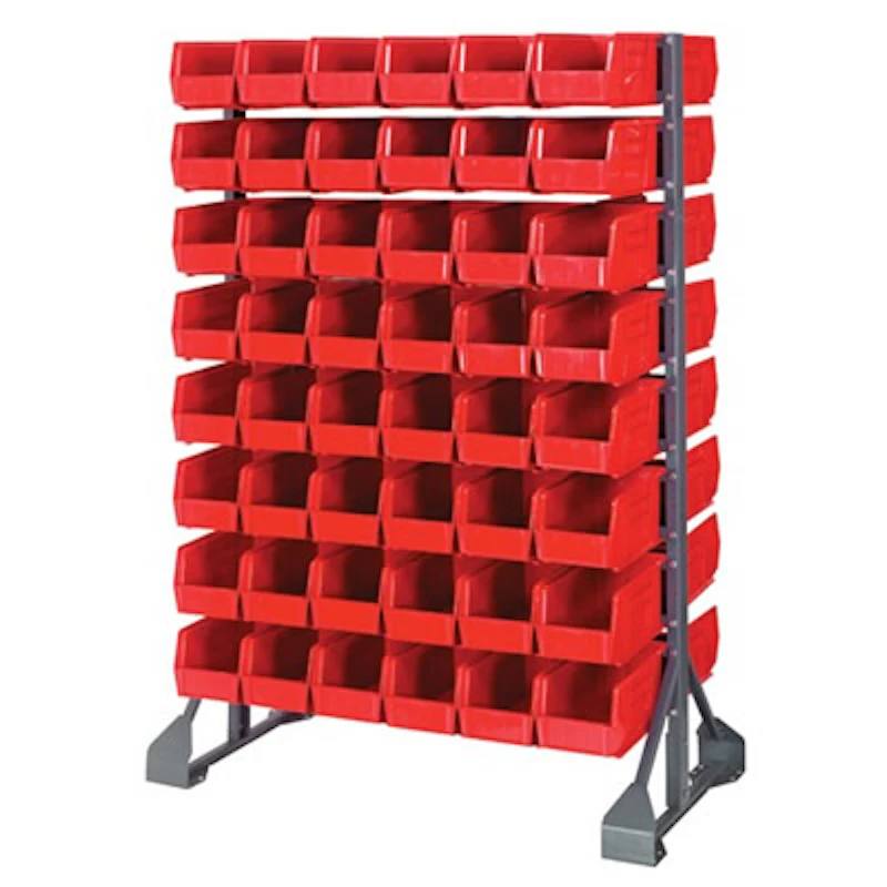 Double Sided Rack with 16 Rails & 96 Red Bins 11-7/8" L x 5-1/2" W x 5" Hgt.
