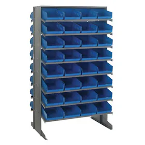 Usp Storage Racks Economy Double-Sided Sloped Shelving System with 128 Clear Bins | U.S ...