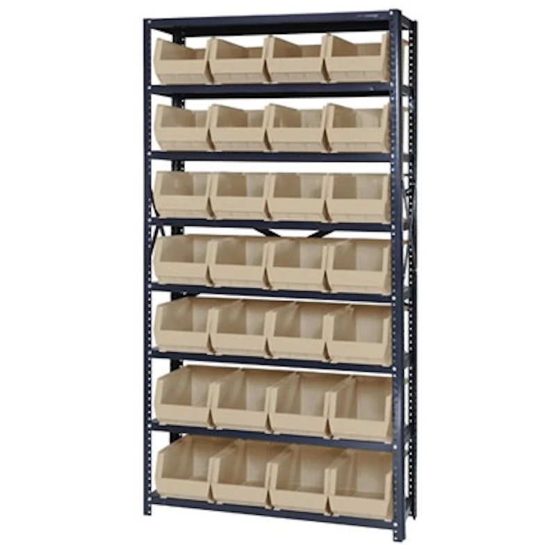 12" W x 36" L x 75" Hgt. Storage Unit w/8 Shelves & 28 Ivory Bins 14-3/4" L x 8-1/4" W x 7" Hgt.