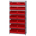 12" W x 36" L x 75" Hgt. Storage Unit w/8 Shelves & 14 Red Bins 14-3/4" L x 16-1/2" W x 7" Hgt.