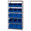 18" W x 36" L x 75" Hgt. Storage Unit w/6 Shelves & 15 Blue Bins 18" L x 11" W x 10" Hgt.
