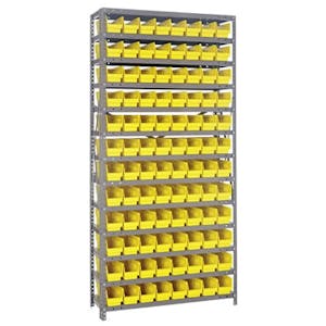 12" W x 36" L x 75" Hgt. Unit with 13 Shelves & 96 Yellow Bins 11-7/8" L x 4-1/8" W x 4" Hgt.