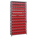 12" W x 36" L x 75" Hgt. Unit with 13 Shelves & 96 Red Bins 11-7/8" L x 4-1/8" W x 4" Hgt.