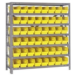 18" W x 36" L x 39" Hgt. Unit with 7 Shelves & 48 Yellow Bins 17-7/8" L x 4-1/8" W x 4" Hgt.