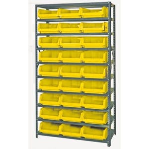 Magnum Bin Unit with 10 Shelves & 27 Yellow Bins 19-3/4" L x 12-3/8" W x 5-7/8" Hgt.