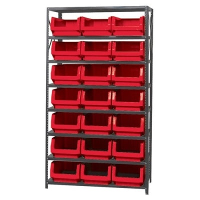 Magnum Bin Unit with 8 Shelves & 21 Red Bins 19-3/4" L x 12-3/8" W x 7-7/8" Hgt.