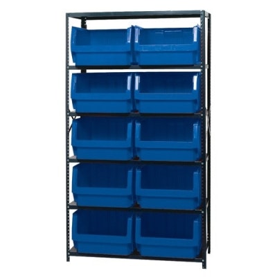 Magnum Bin Unit with 6 Shelves & 10 Blue Bins 19-3/4" L x 18-3/8" W x 11-7/8" Hgt.