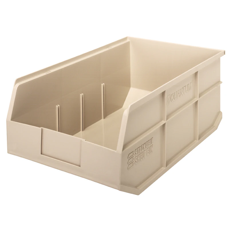 18" L x 11" W x 7" Hgt. Quantum® Ivory Stackable Shelf Bin