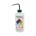 16 oz./500mL Methanol Nalgene™ Right-To-Know Safety Wash Bottle with Green Dispensing Nozzle