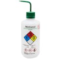32 oz./1000mL Methanol Nalgene™ Right-To-Know Safety Wash Bottle with Green Dispensing Nozzle