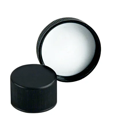 48/400 Black Ribbed Polypropylene Cap with F217 Liner