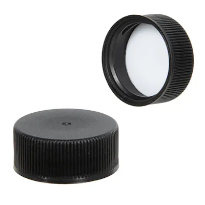 20/400 Black Ribbed Polypropylene Cap with F217 Liner