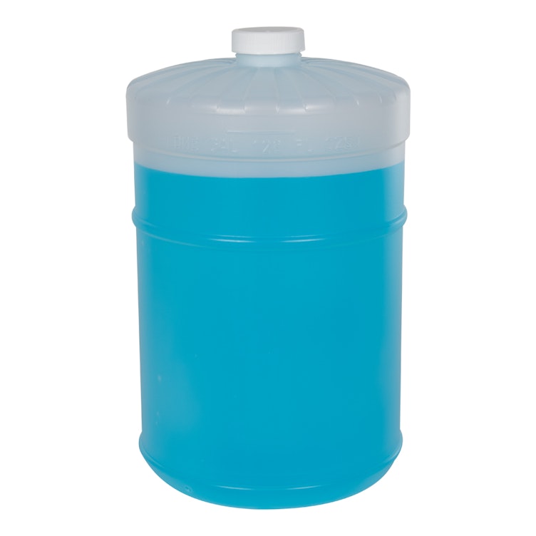 1 Gallon Natural HDPE Flat Top Cylindrical Container with 38/400 White Ribbed Cap with F217 Liner (Pump Sold Separately)