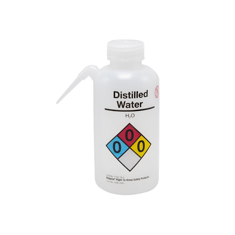 16 oz./500mL Distilled Water Nalgene™ Vented Unitary™ Right-To-Know Wash Bottle with Natural 38mm Cap
