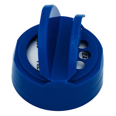48/485 Blue 3 Hole Dual Door Spice Cap with Heat Induction Liner for PET Jars