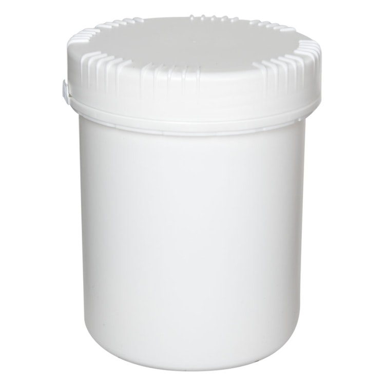 1500mL White HDPE UN Rated Packo Round Jar with White Lid