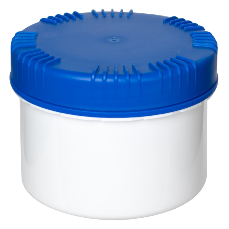 500mL White HDPE UN Rated Packo Round Jar with Blue Lid