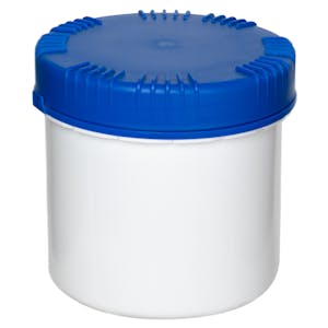 650mL White HDPE UN Rated Packo Round Jar with Blue Lid