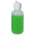 4 oz. Natural LDPE Boston Round Bottle with 24/410 White Ribbed Flip-Top Dispensing Cap