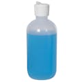 8 oz. Natural LDPE Boston Round Bottle with 24/410 White Ribbed Flip-Top Dispensing Cap