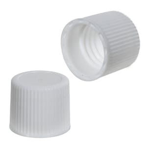 15/415 White Polypropylene Ribbed Cap with F217 Liner