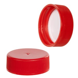 28/400 Red Ribbed Polypropylene Cap with F217 Liner