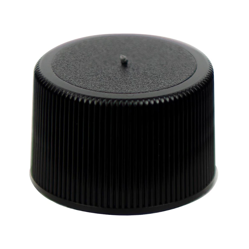 24/410 Black Polypropylene Unlined Ribbed Cap
