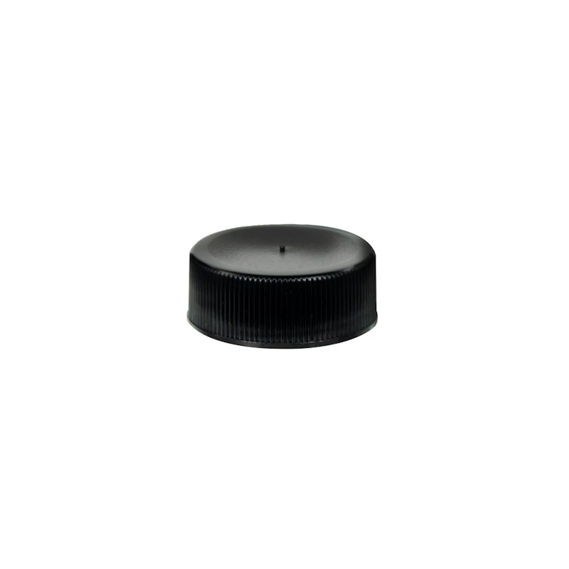 28/410 Black Polypropylene Unlined Ribbed Cap
