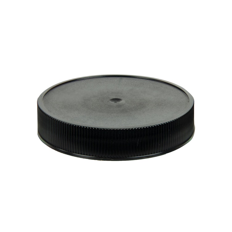 58/400 Black Polypropylene Unlined Ribbed Cap