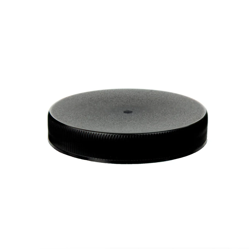 63/400 Black Polypropylene Unlined Ribbed Cap