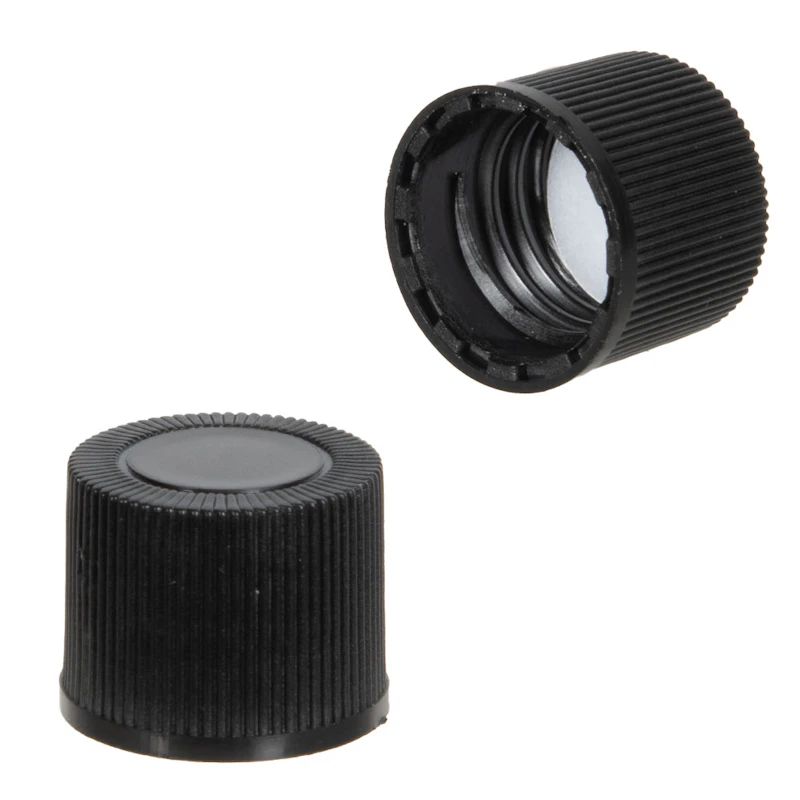 13/415 Black Ribbed Polypropylene Cap with F217 Liner