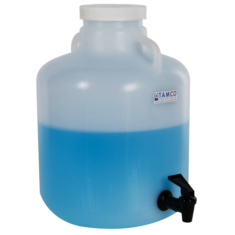 5-1/2 Gallon Nalgene™ Wide Mouth LDPE Carboy Modified by Tamco® with a Fast Draw Off Spigot