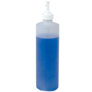 16 oz. Natural HDPE Cylinder Bottle with 28/410 White Polypropylene Finger Sprayer