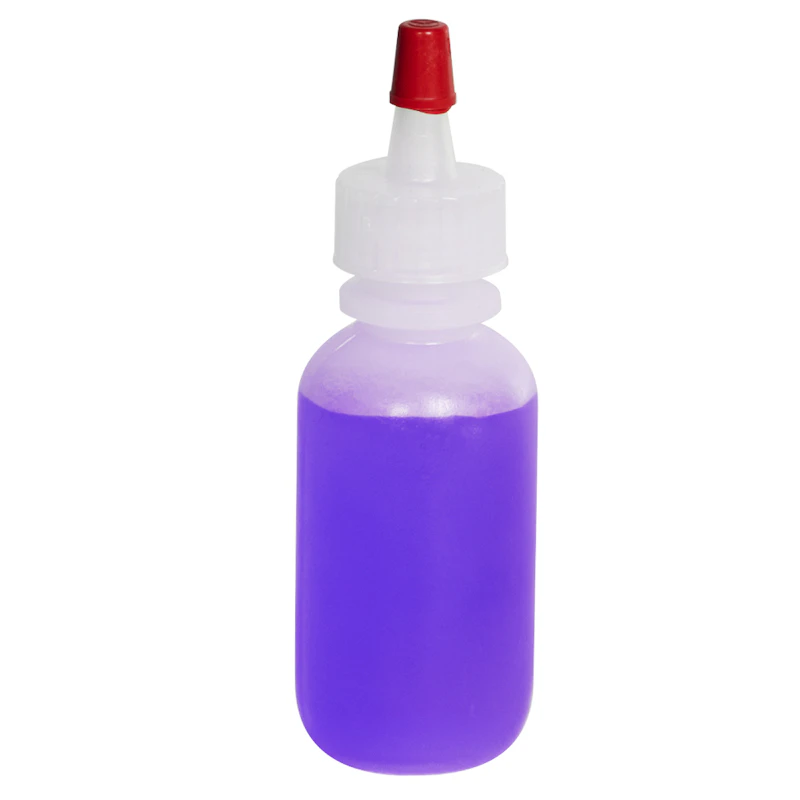 1 oz. Natural LDPE Boston Round Bottle with 18/400 Natural Yorker Dispensing Cap with Regular Red Tip