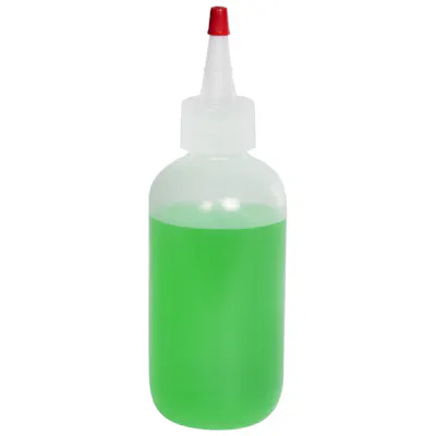 6 oz. Natural LDPE Boston Round Bottle with 24/410 Natural Yorker Dispensing Cap with Regular Red Tip