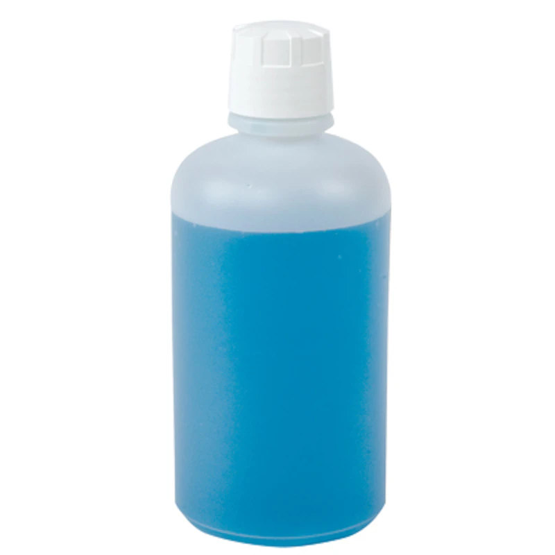 32 oz. Natural HDPE Boston Round Buttress Bottle with 38/430 White Ribbed Buttress Cap with F217 Liner