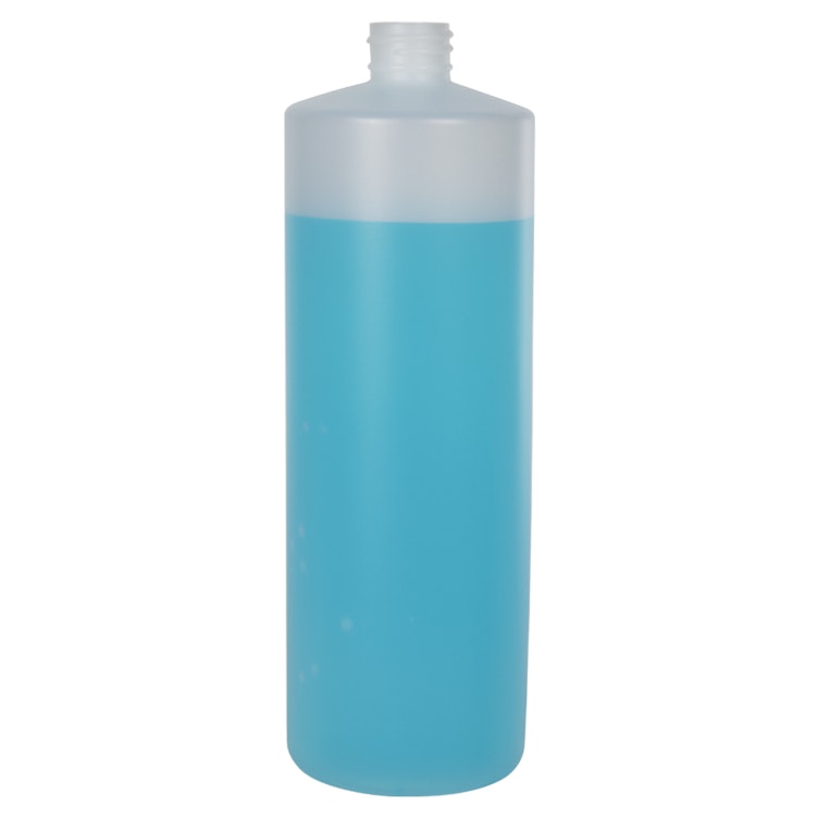 32 oz. Natural HDPE Cylindrical Sample Bottle with 28/410 Neck (Sprayer or Cap Sold Separately)