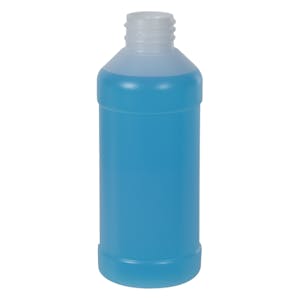 8 oz. Natural HDPE Modern Round Bottle with 28/410 Neck (Cap Sold Separately)