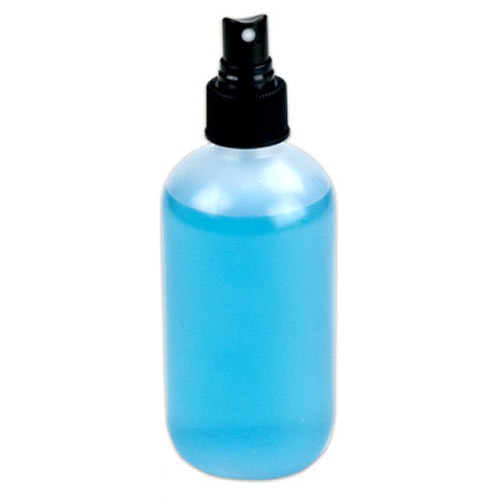 8 oz. Natural LDPE Boston Round Spray Bottle with Black Finger Sprayer