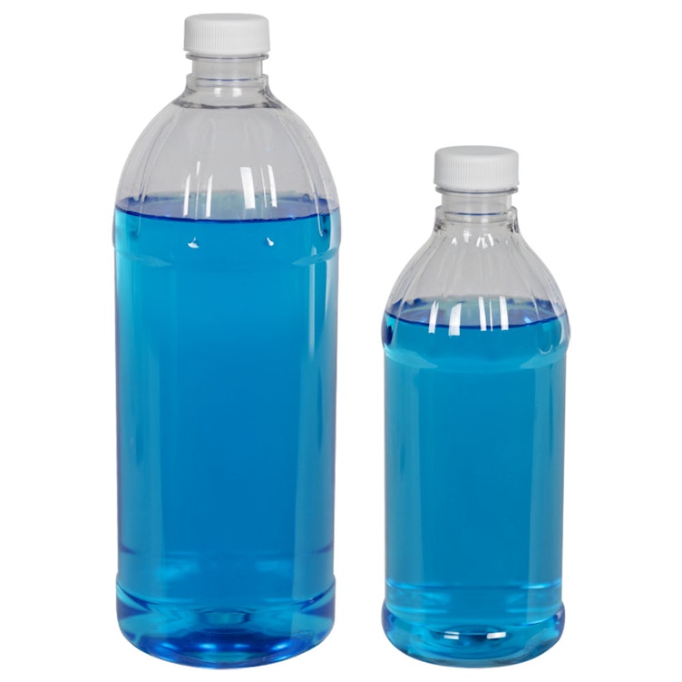 PET Clear Round Bottles with Caps