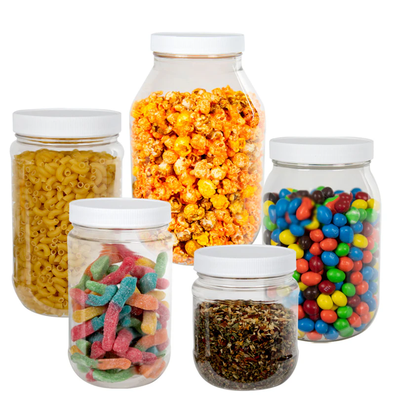 Clear PET Round Jars with Plain Caps