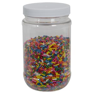 16 oz. Clear PET Round Jar with 70/400 White Ribbed Cap with F217 Liner
