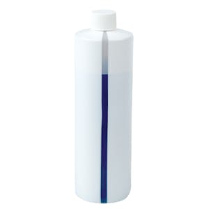 32 oz. Easy View Stripe Polyethylene Bottle with 28/410 White Ribbed Cap with F217 Liner