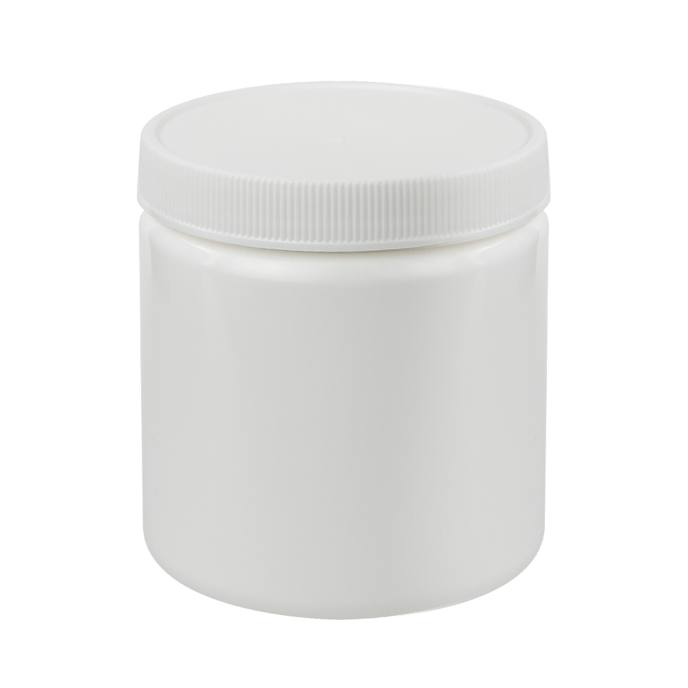25 oz. White HDPE Wide Mouth Round Jar with 89/400 White Ribbed