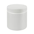 8 oz. White HDPE Wide Mouth Round Jar with 70/400 White Ribbed Cap with F217 Liner