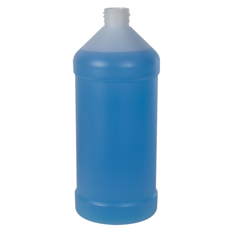 32 oz. Natural HDPE Modern Round Bottle with 28/410 Neck (Cap Sold Separately)