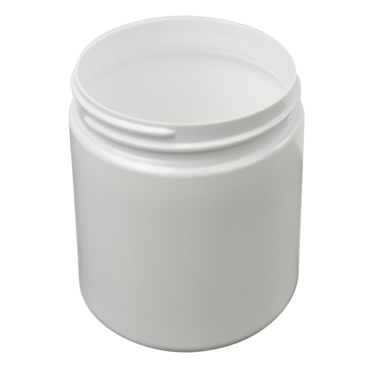Clear Round Wide-Mouth Plastic Jars - 10 oz, White Cap